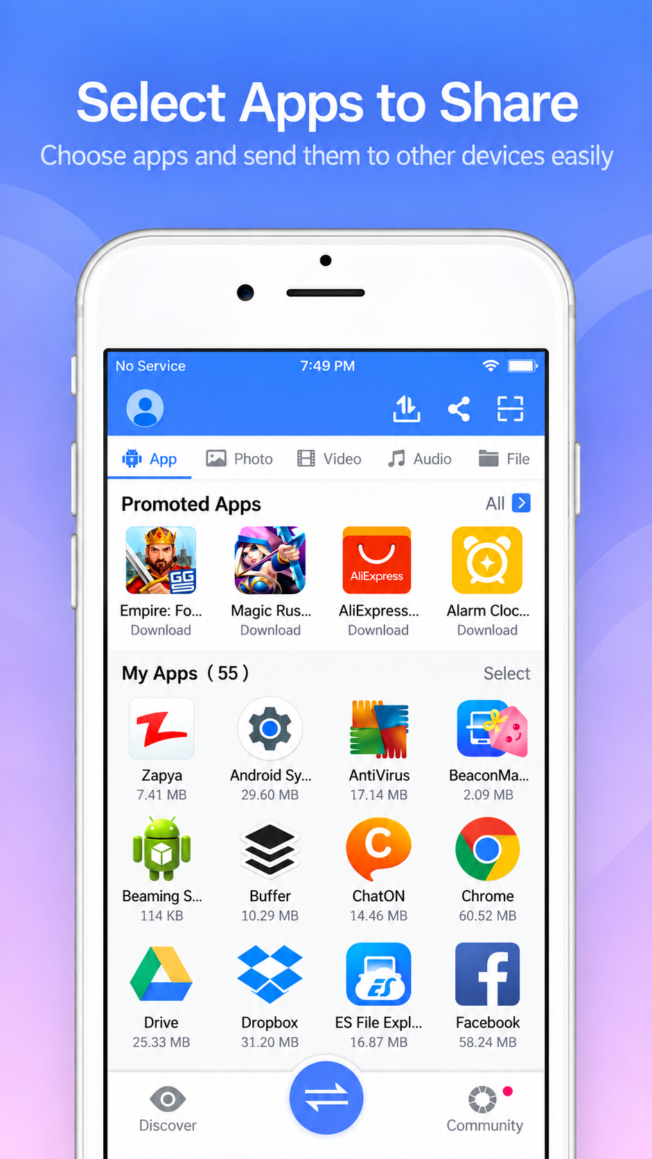 Select Apps to Share